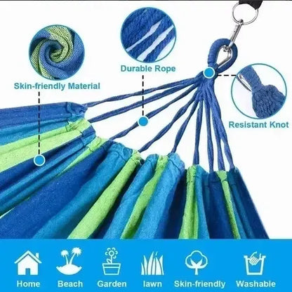 Hamaca de Algodón para Jardín y Camping con Kit de Instalación