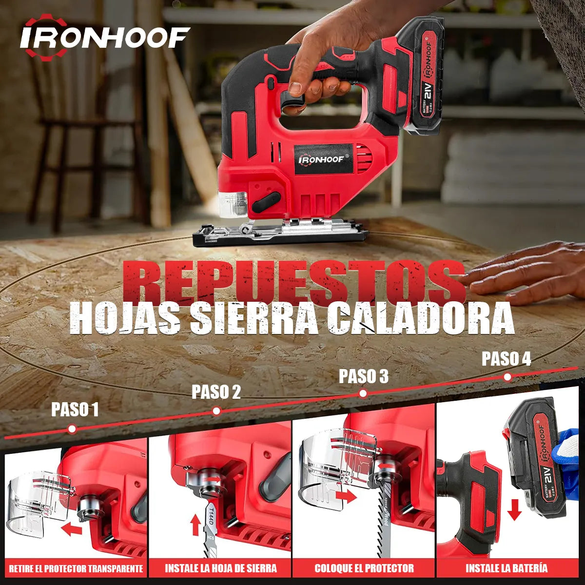 Sierra Caladora Inalámbrica 21V para Madera y Metal - Potente y Versátil - Metacompras