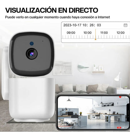 Cámara de Seguridad 1080p 360° con Visión Nocturna y Wi-Fi - Blanco - Metacompras