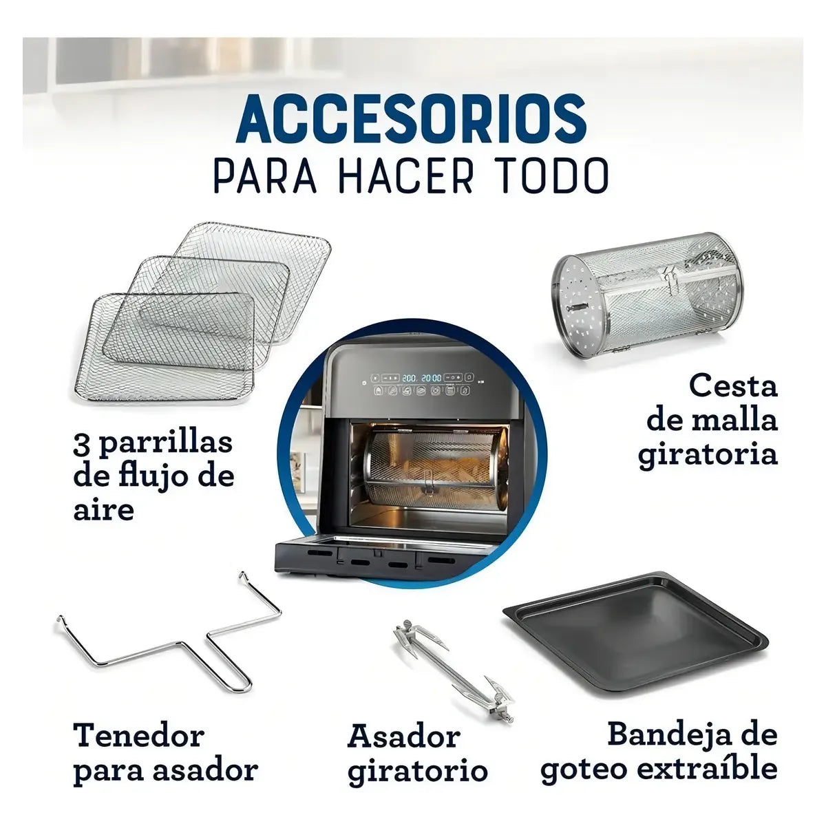 Freidora de Aire de 10L con Funciones de Freír y Deshidratar - Metacompras