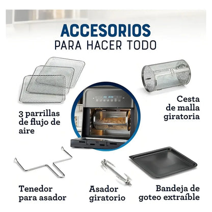 Freidora de Aire de 10L con Funciones de Freír y Deshidratar - Metacompras