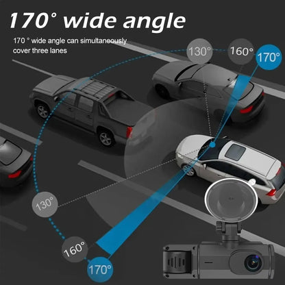 Dashcam 3 Cámaras HD con Wifi, Visión Nocturna y Control por App