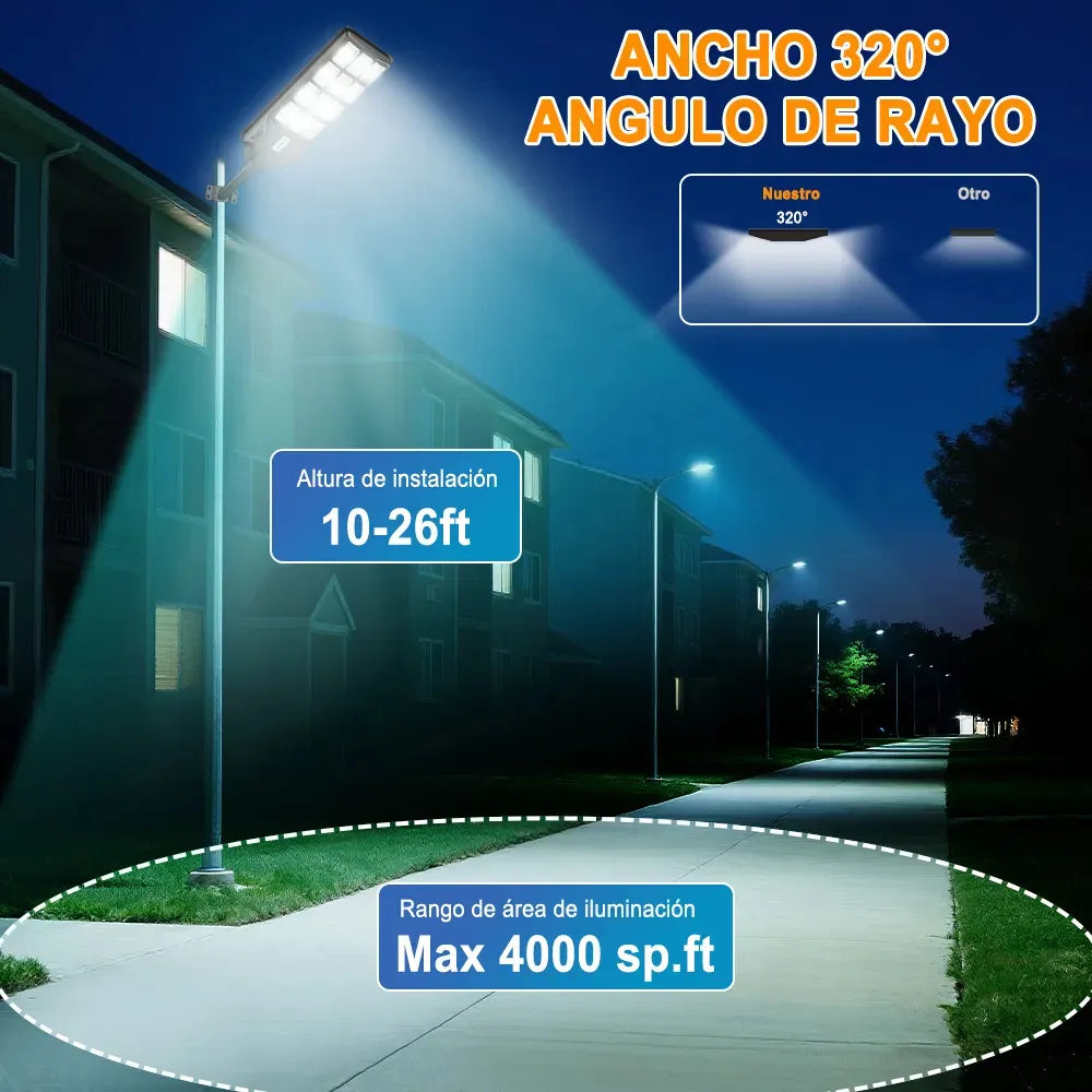 Lámpara LED Solar Exterior 9800W para Alumbrado Público Eficiente - Metacompras