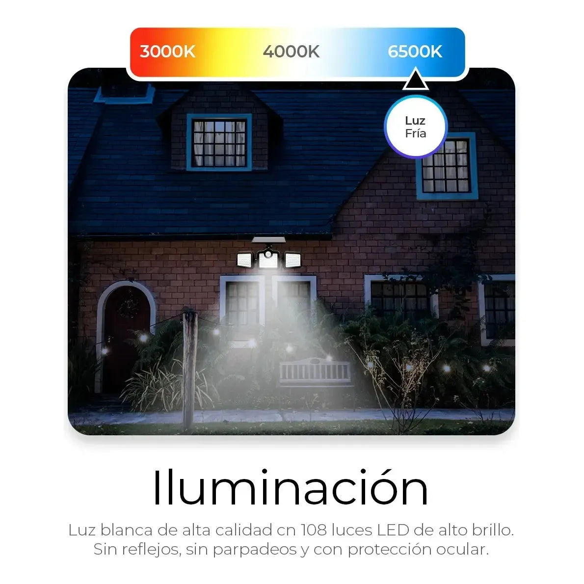 Lámpara Solar con Sensor de Movimiento y 108 LEDs para Exterior