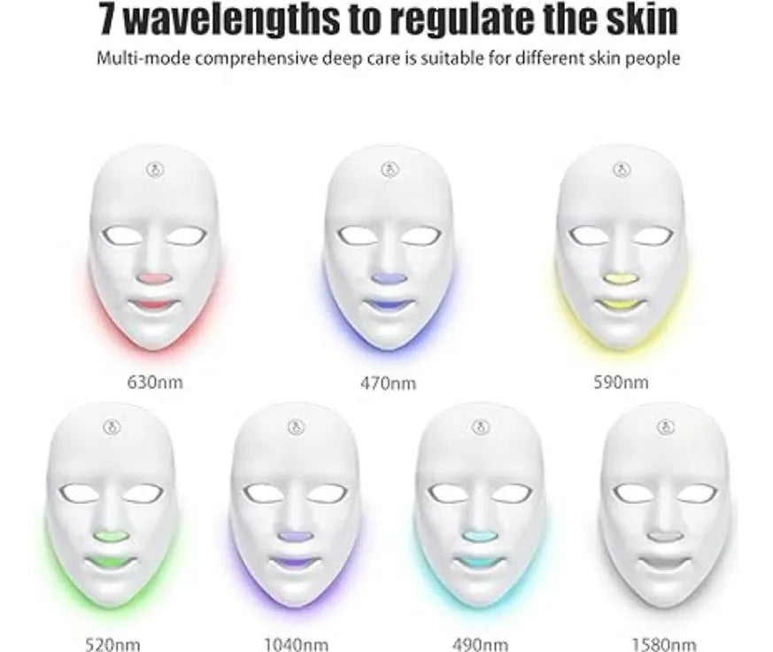 Máscara LED Facial 7 Colores para Rejuvenecimiento y Belleza