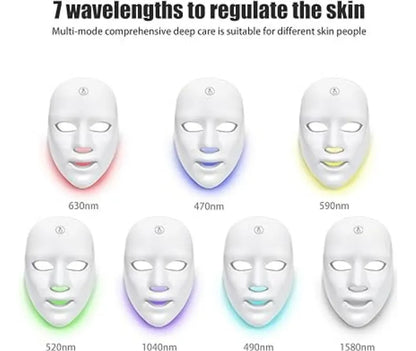 Máscara LED Facial 7 Colores para Rejuvenecimiento y Belleza