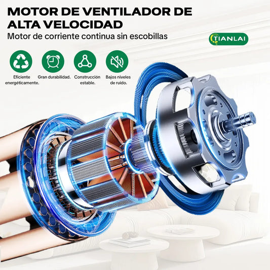Ventilador Solar Metálico Recargable USB de 12 Pulgadas y 12 Velocidades