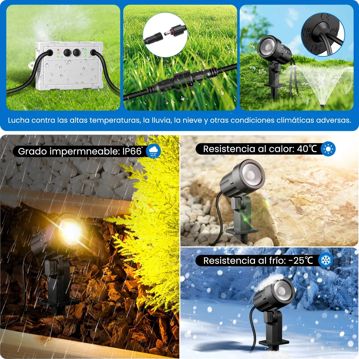 6 En 1 Lámpara Solar Para Jardín Led Reflectores Impermeable