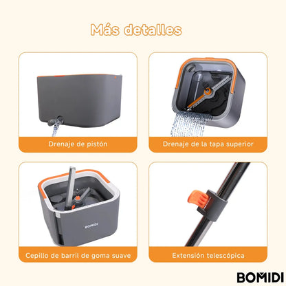 Trapeador Giratorio de Microfibra con Cubeta Doble y Mango Ajustable