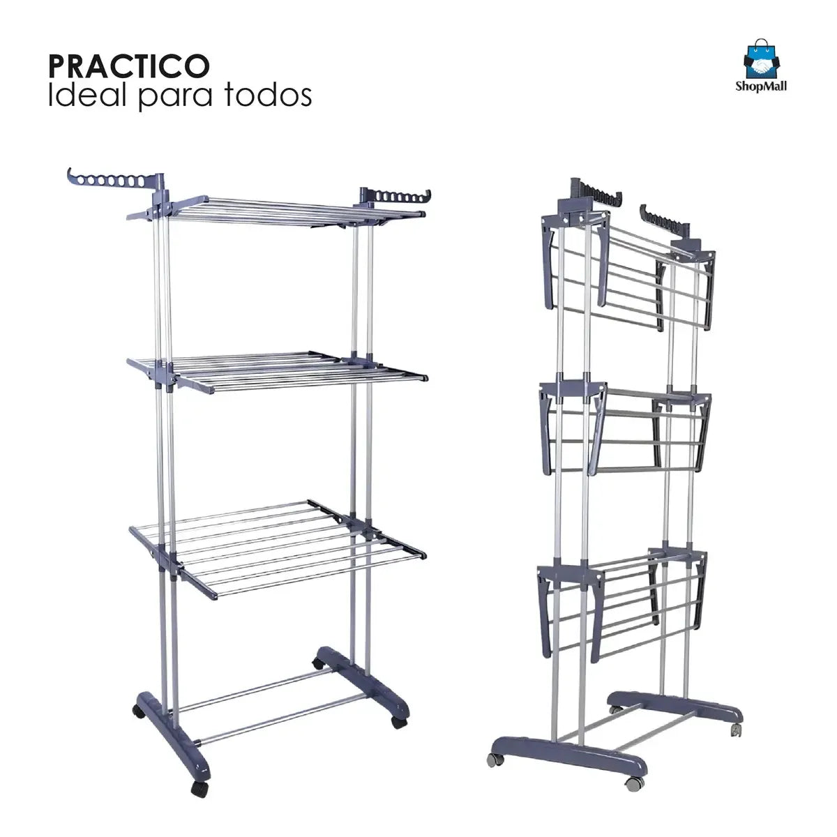 Tendedero Plegable Portátil Retráctil de Acero Inoxidable 24 Varillas