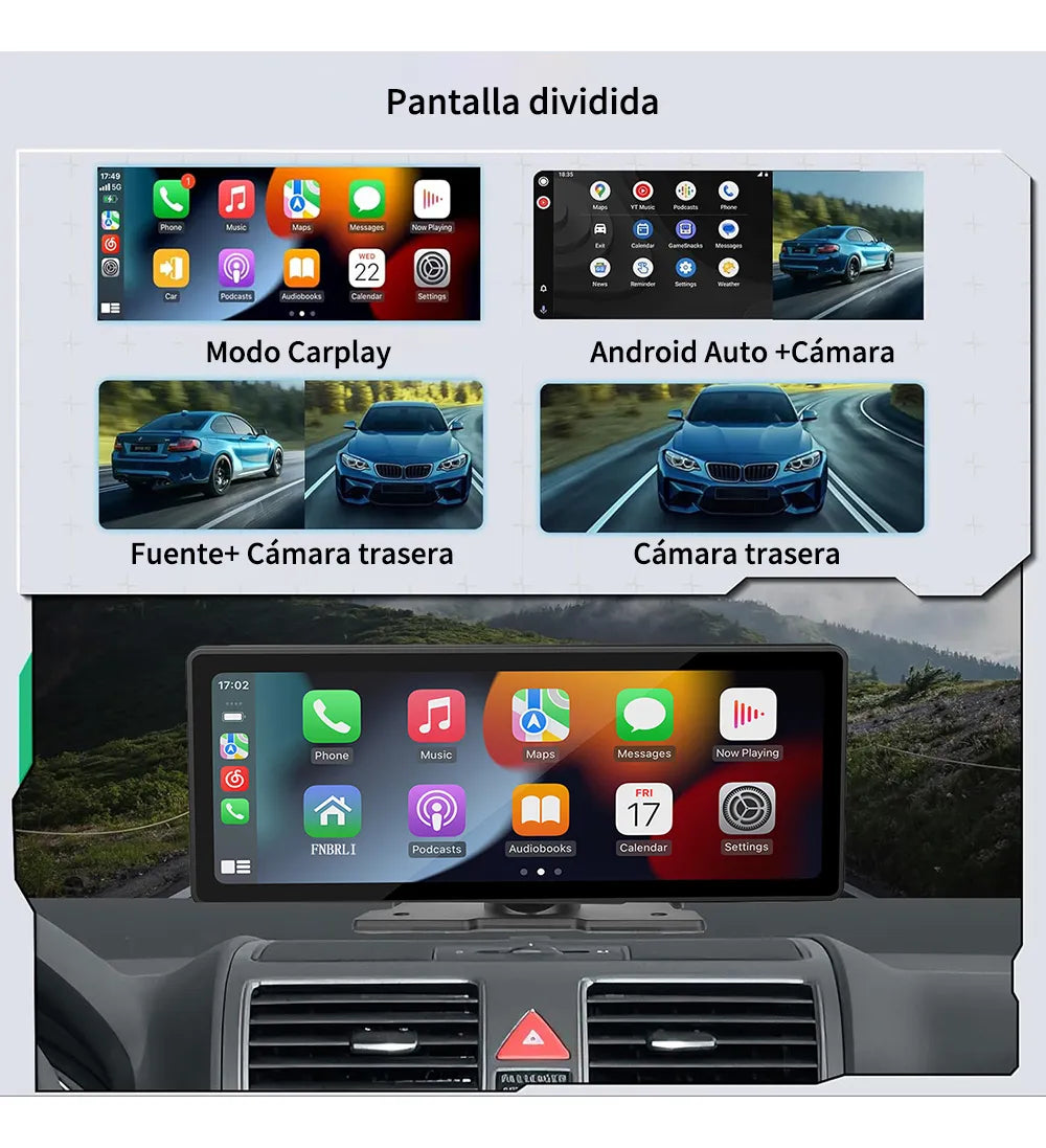Estéreo Carplay Inalámbrico para Auto con Pantalla de 10.3" y Bluetooth