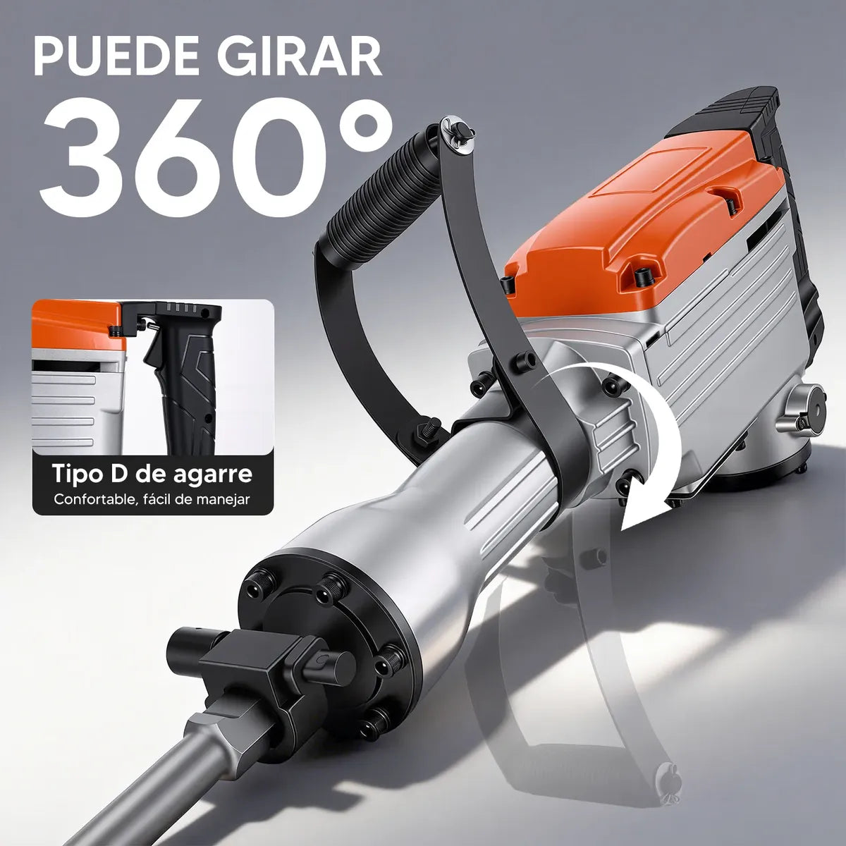 Martillo Demoledor de Concreto 3650W con Mango Ergonómico y Velocidad Variable