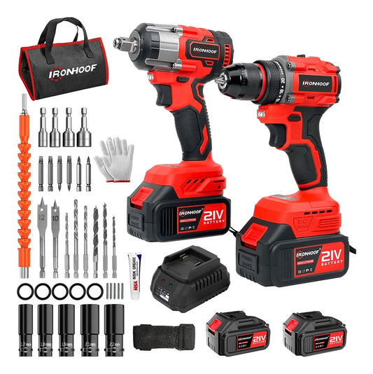 Taladro Atornillador e Impacto Inalámbrico Sin Escobillas Rojo