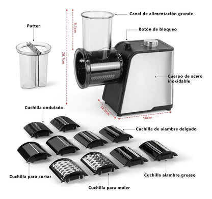 Rallador Eléctrico 5 en 1 de Acero Inoxidable para Cortar Verduras