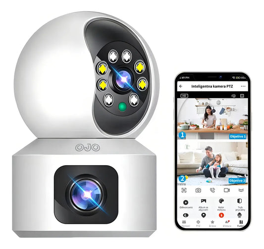 Cámara de Seguridad Full HD Doble Pantalla con Alarma Integrada - Metacompras