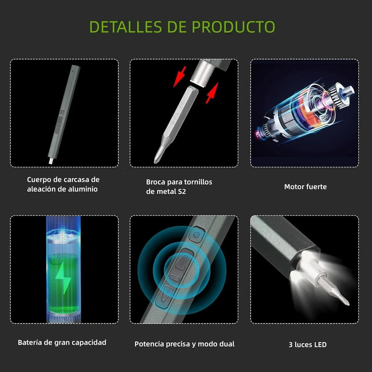 Juego de Desarmador Eléctrico Inalámbrico de Precisión 82 Pcs 200 Rpm