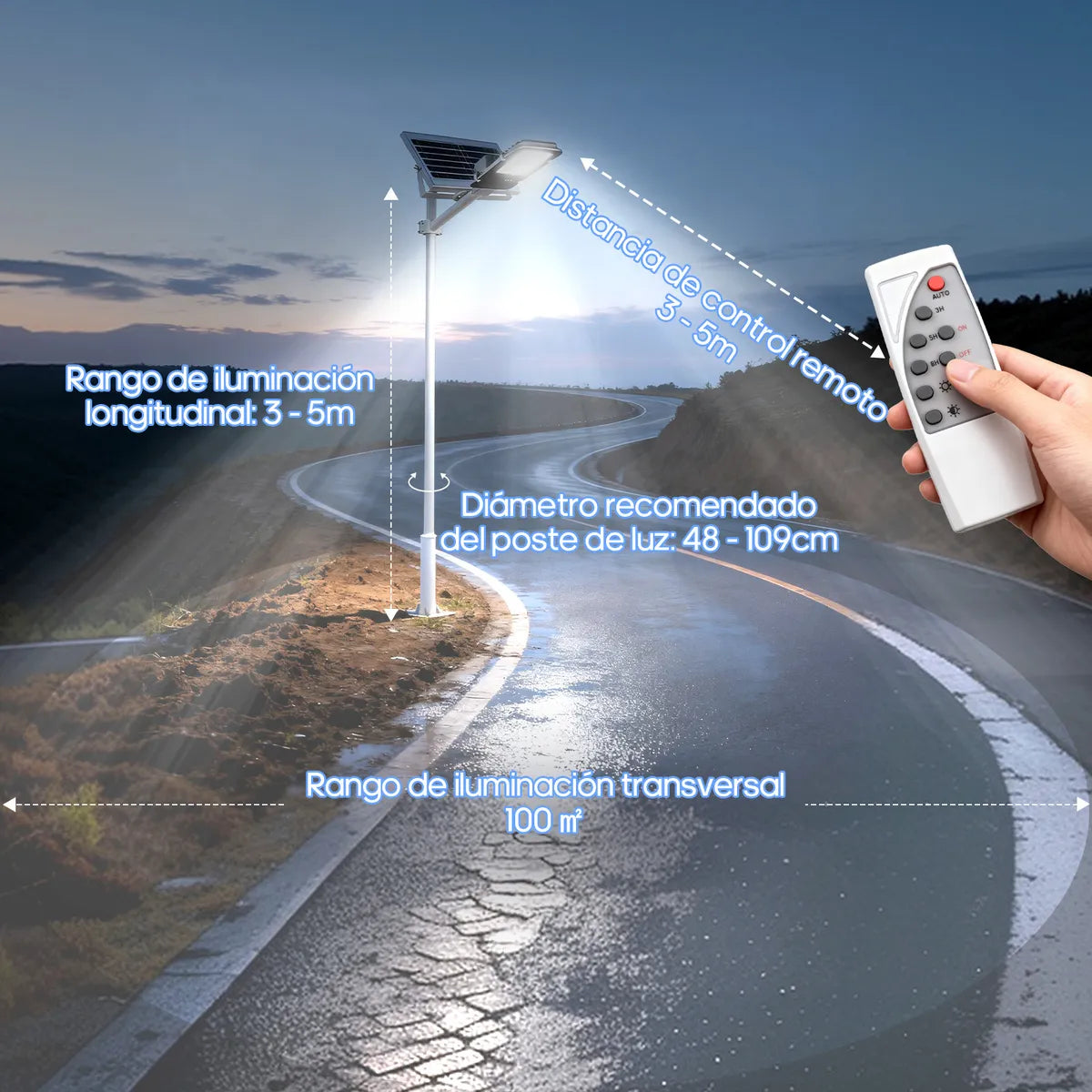 Lámpara LED Solar 300W para Iluminación Exterior Eficiente - Metacompras