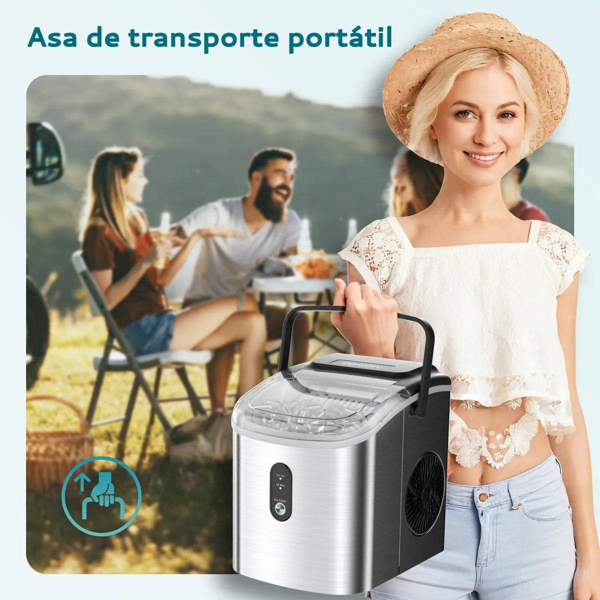 Máquina de Hacer Hielos Autolimpiante 12kg/24h con Handle - Metacompras