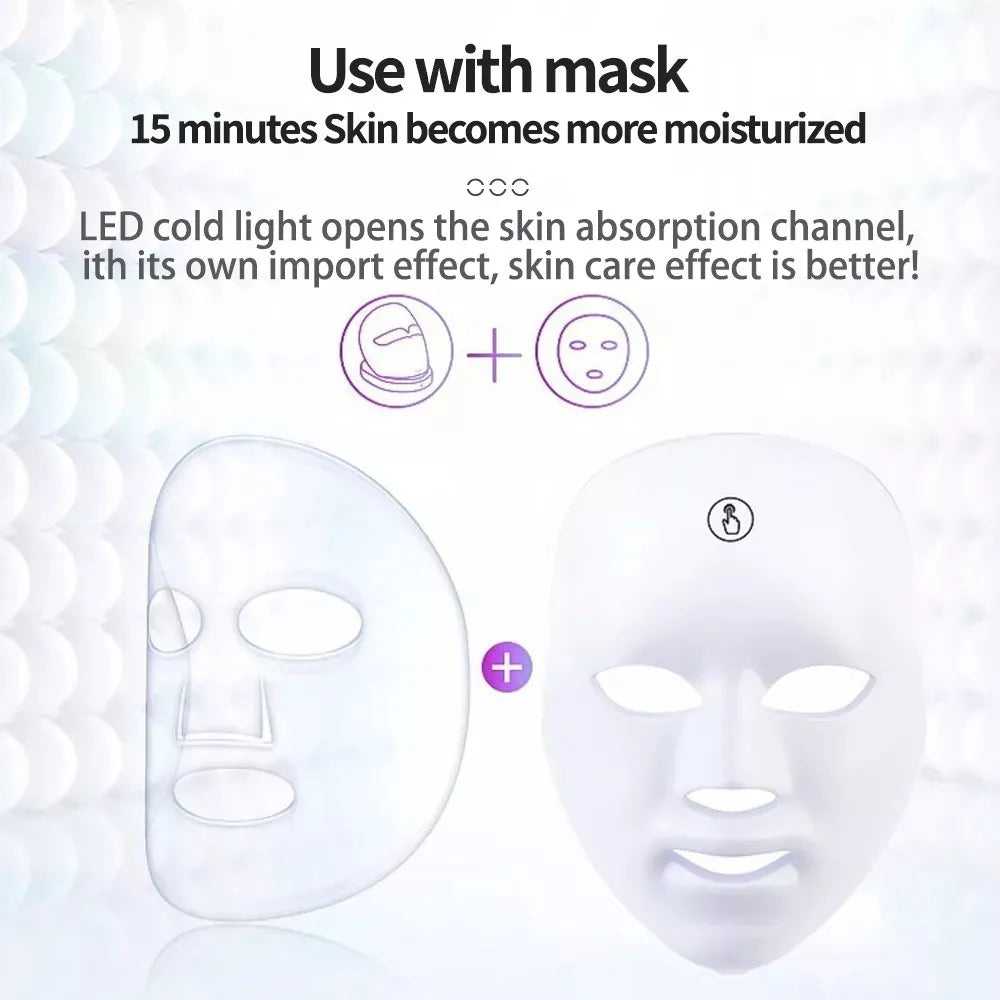 Máscara LED Facial 7 Colores para Rejuvenecimiento y Belleza