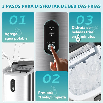 Máquina de Hacer Hielos Autolimpiante 12kg/24h con Handle - Metacompras