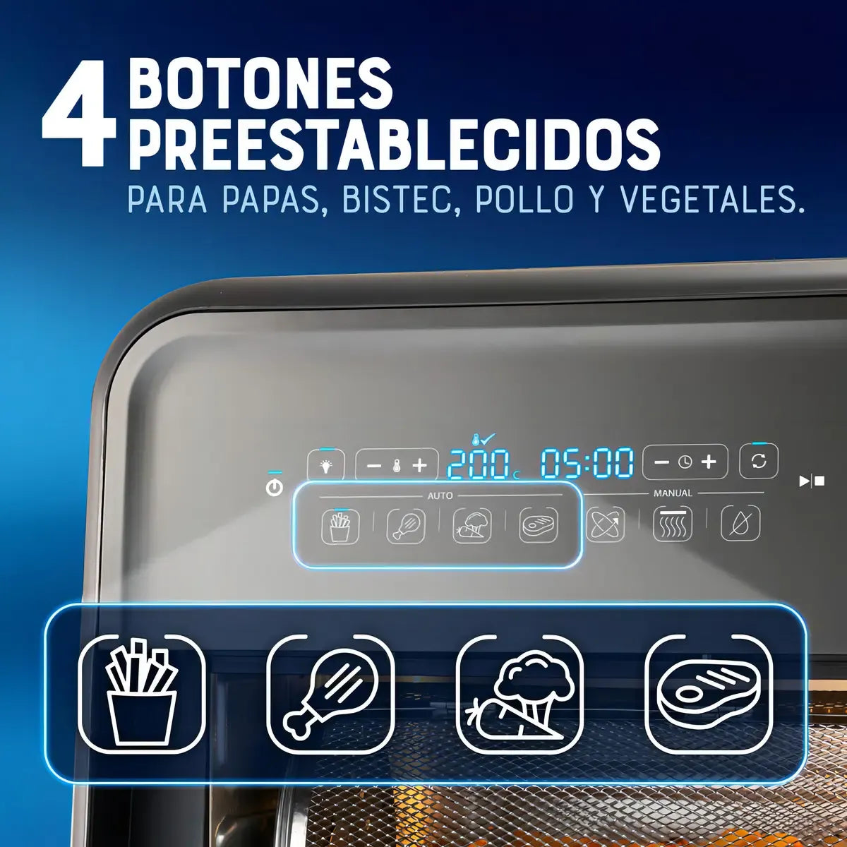 Freidora de Aire de 10L con Funciones de Freír y Deshidratar - Metacompras