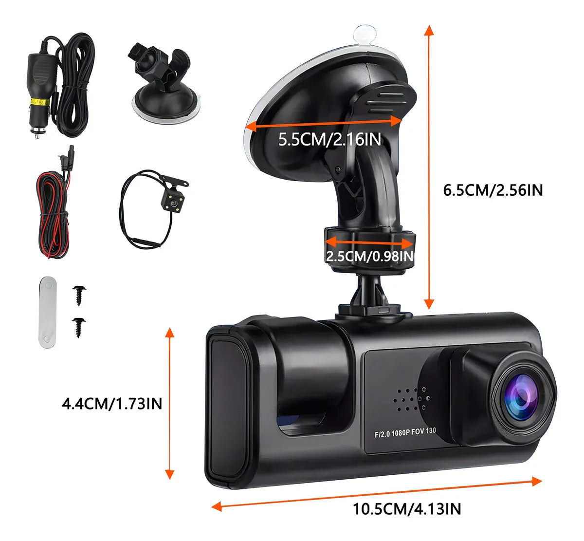 Cámara para automóvil 1080p con tarjeta de memoria y reversa