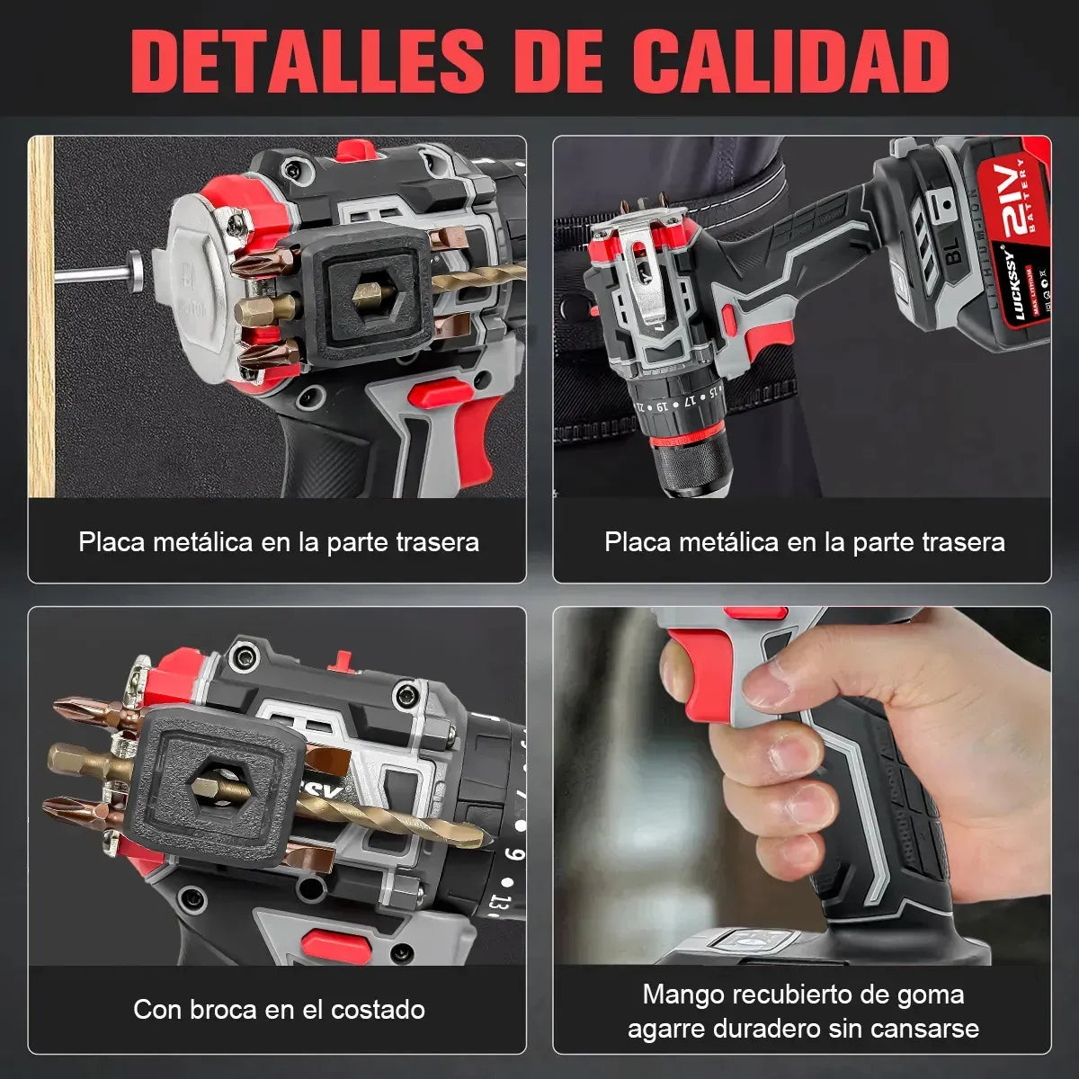 Taladro Inalámbrico 90 Nm con Motor Sin Escobillas y 2 Baterías