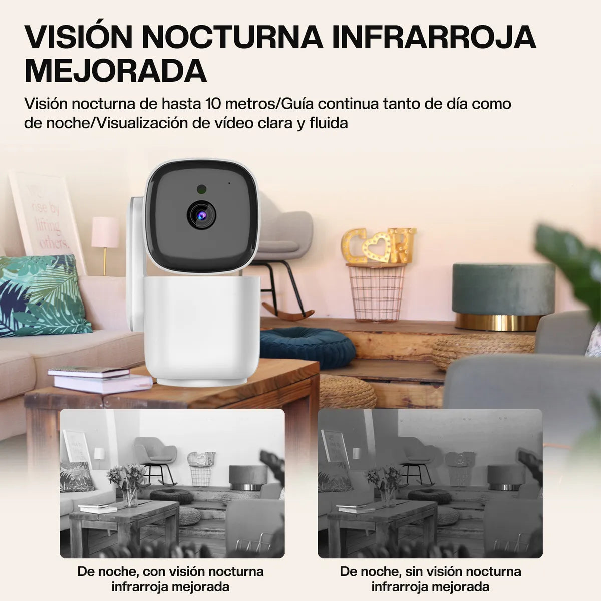 Cámara de Seguridad 1080p 360° con Visión Nocturna y Wi-Fi - Blanco - Metacompras