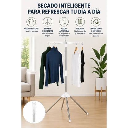 Tendedero Plegable Retráctil de Acero Inoxidable y Metal