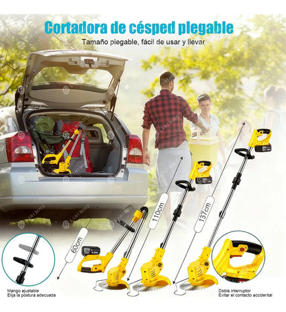 Desbrozadora Inalámbrica Eléctrica Pasto Podadora Plegable Amarillo - Metacompras