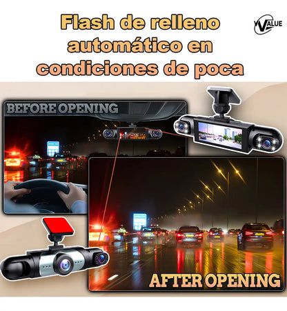 Cámara para Auto con Visión Nocturna y Luz LED - 64GB Incluidos