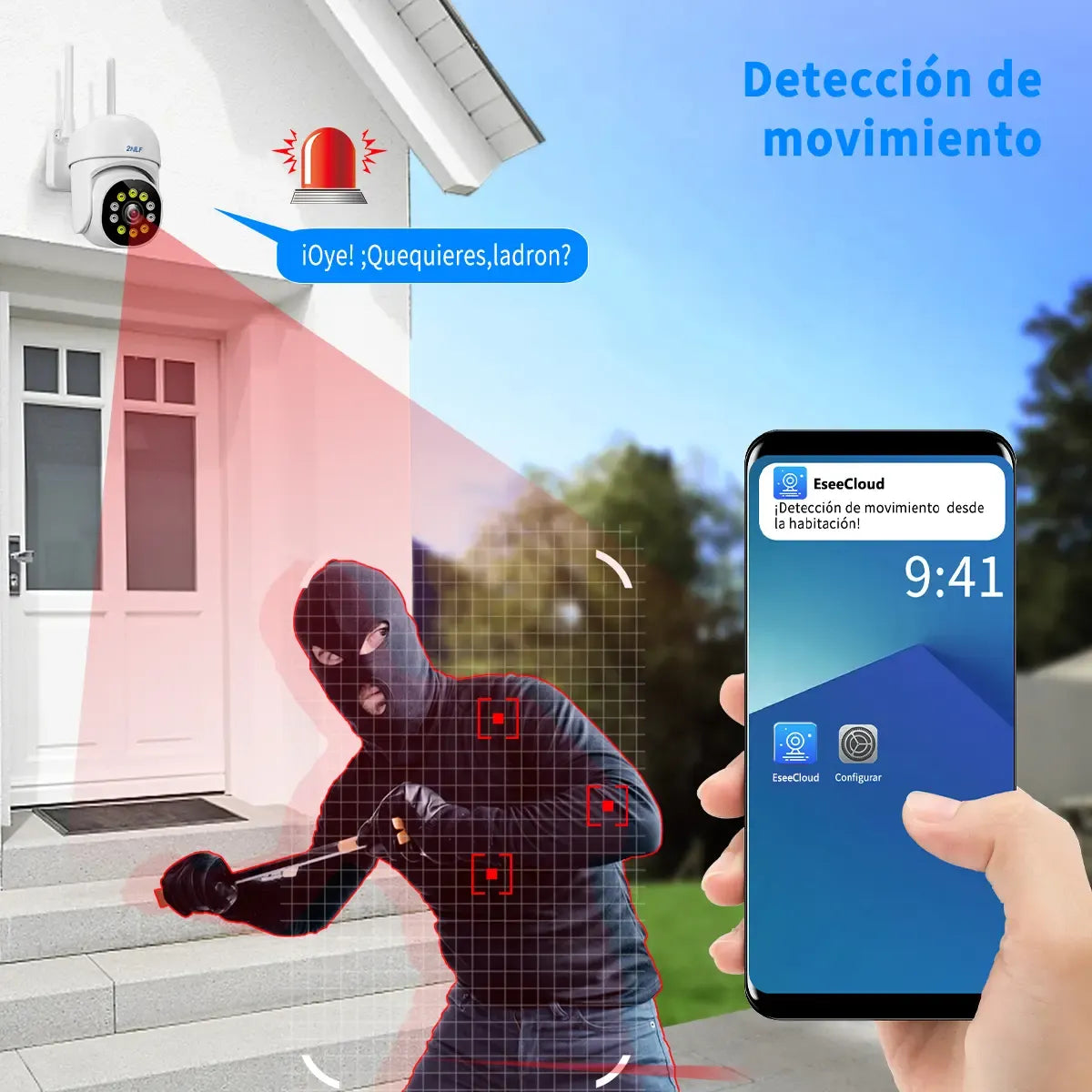 Cámara de Seguridad Exterior Wifi con Audio Bidireccional y Visión Nocturna