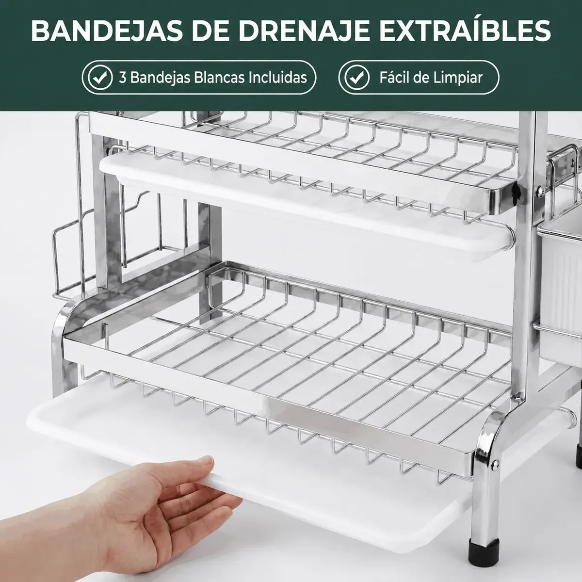 Escurridor de Trastes Multifuncional de 3 Niveles para Cocina - Metacompras