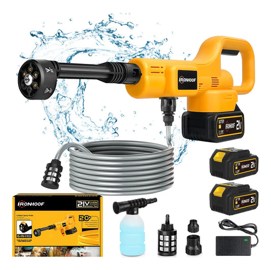 Pistola Hidrolavadora Portátil Eléctrica Inalámbrica 6 en 1 Amarilla