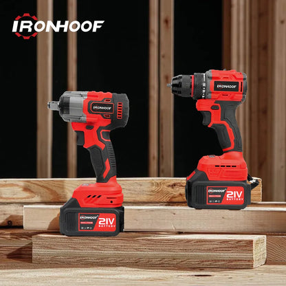 Taladro Atornillador e Impacto Inalámbrico Sin Escobillas Rojo