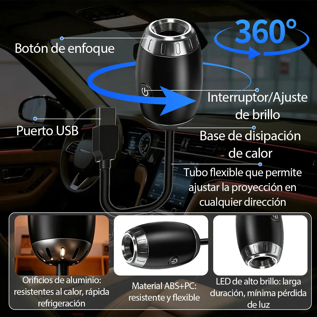 Proyector de Estrellas Luz Nocturna USB para Crear Ambientes Mágicos