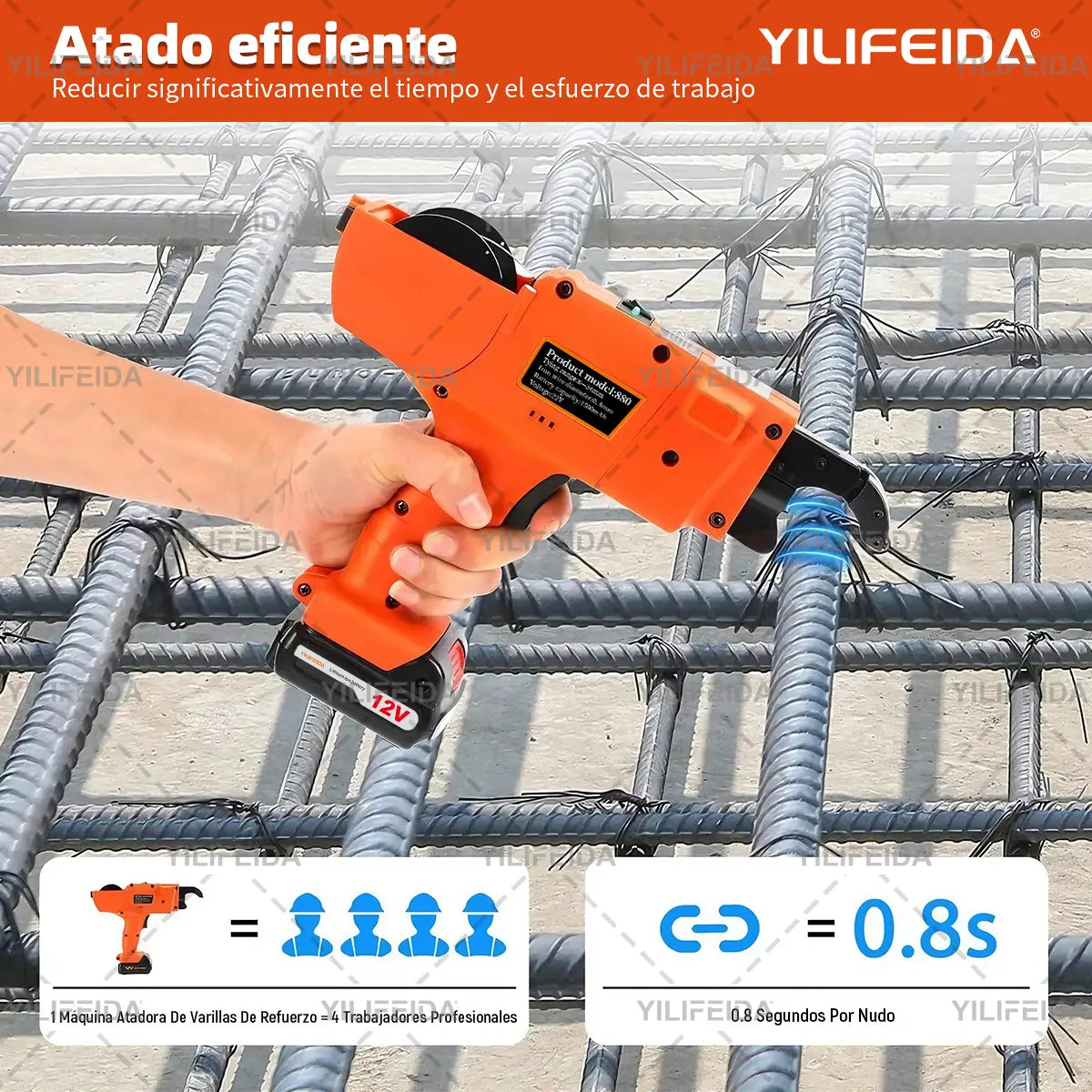 Máquina Atadora de Varillas de Refuerzo con Baterías Recargables