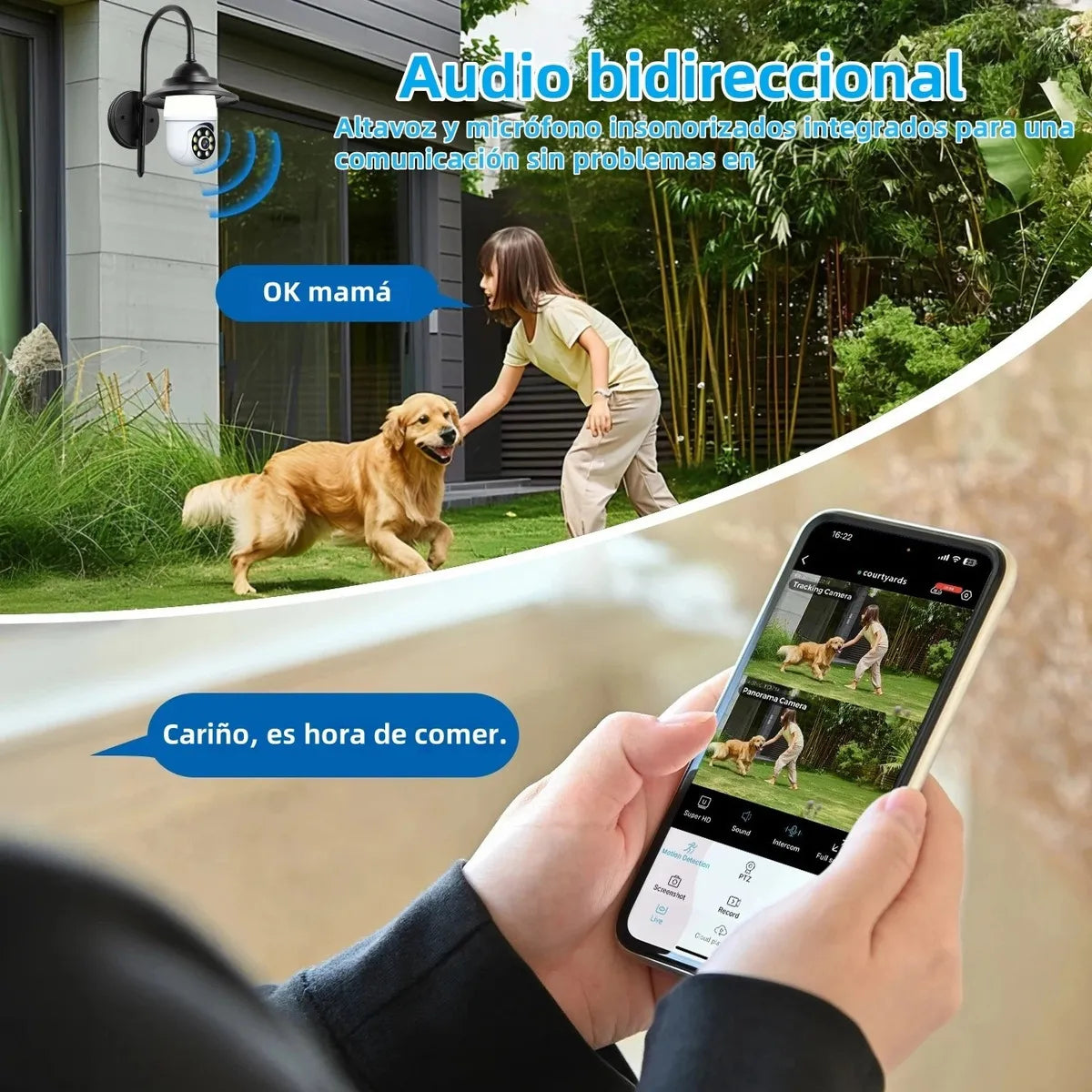 Cámara de Seguridad Wifi HD 360° con Visión Nocturna y Alarma - 2 Piezas - Metacompras