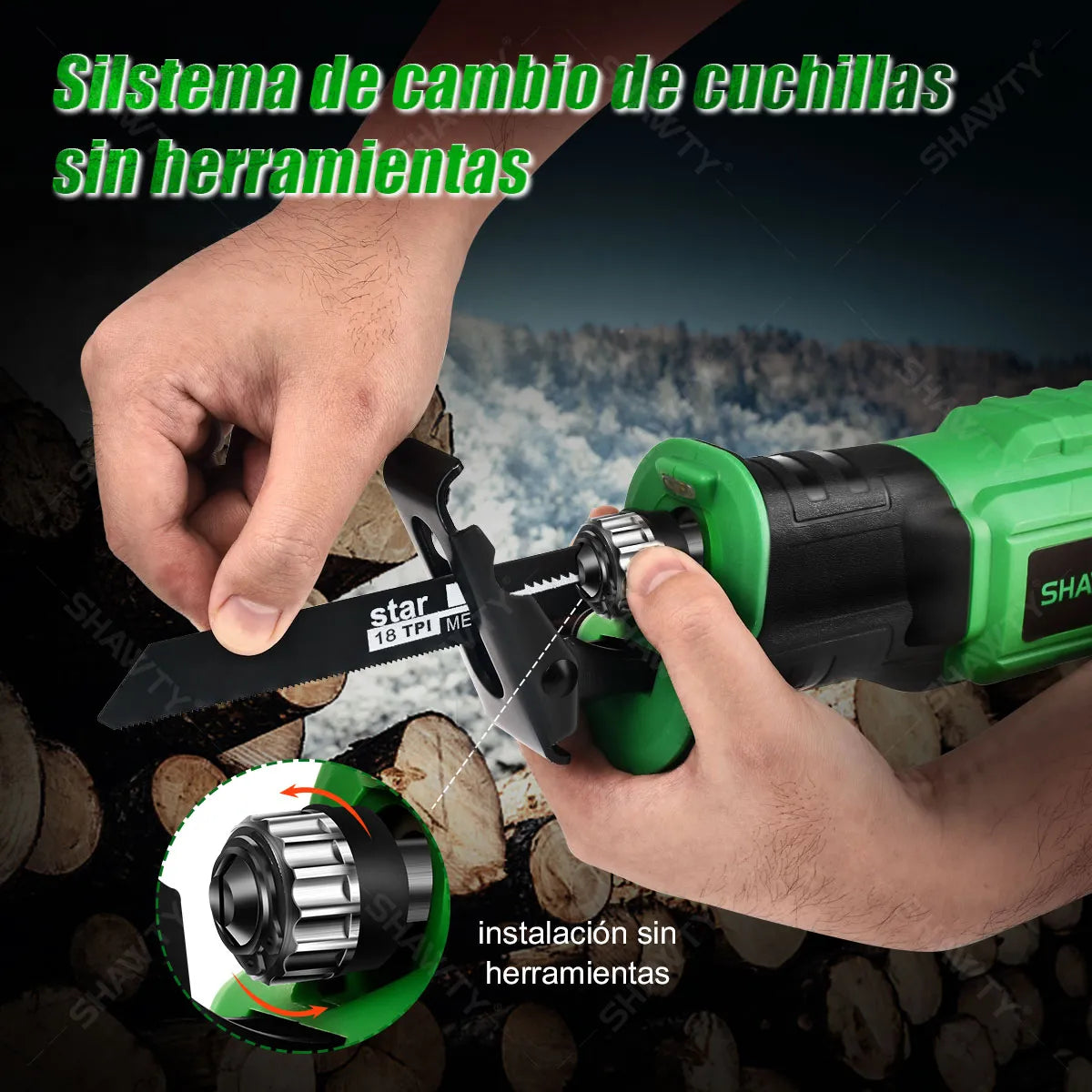 Sierra Alternante Inalámbrica 2700RPM con Kit Completo de 8 Hojas