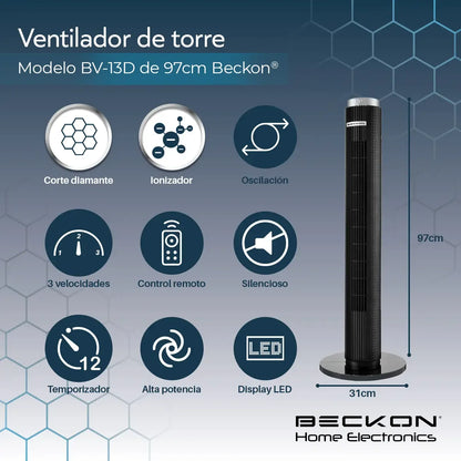 33" Tower Fan with Remote Control and Adjustable Timer