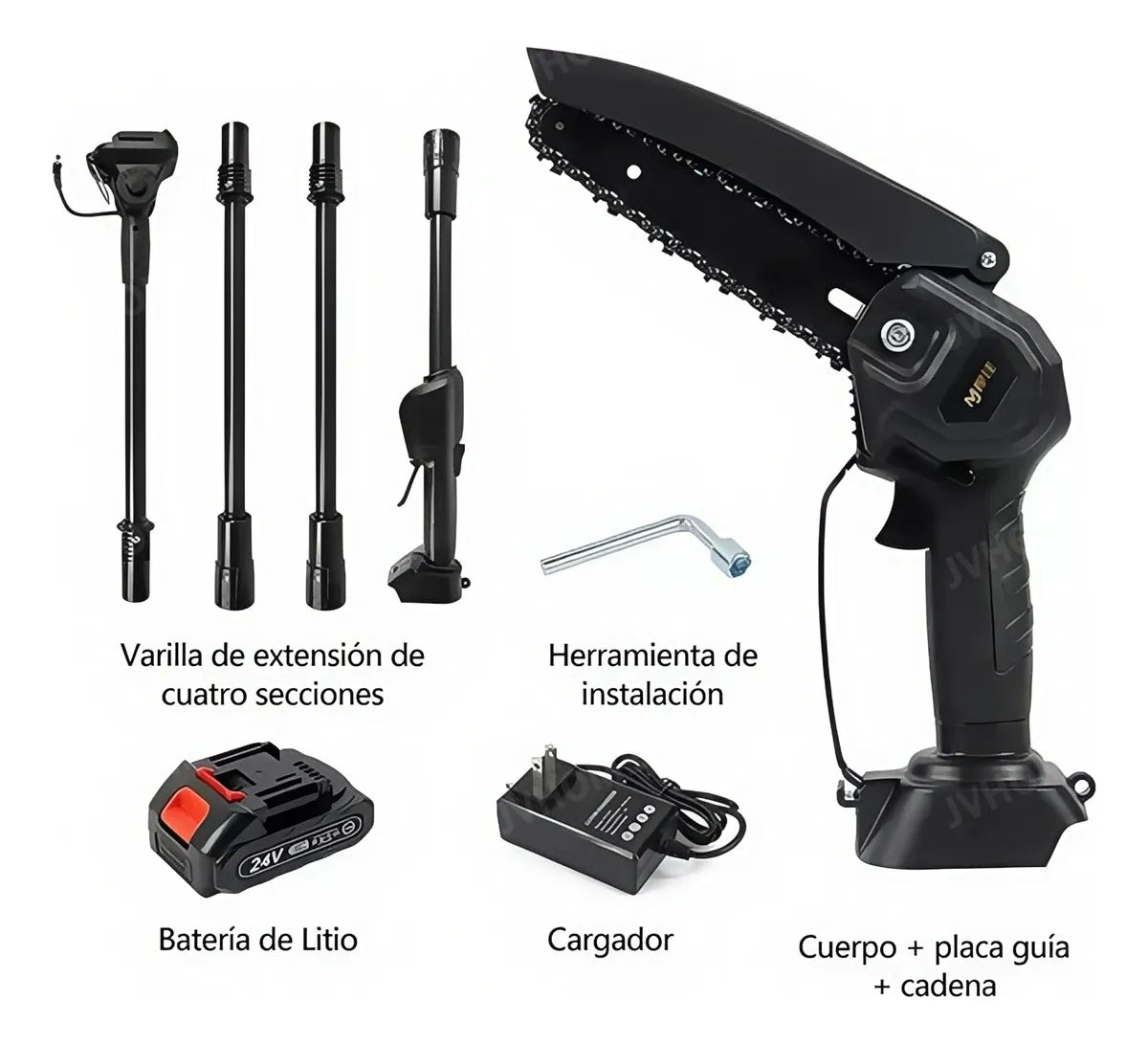 Sierra De Pértiga Mini Ajustable 2 En 1 2,3m + Paquete de Baterías 2pcs