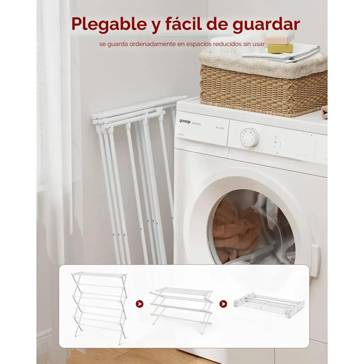 Tendedero Plegable de 3 Niveles para Secar Ropa en Espacios Reducidos