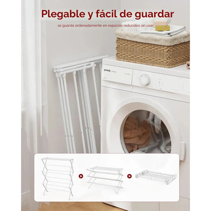 Tendedero Plegable de 3 Niveles para Secar Ropa en Espacios Reducidos
