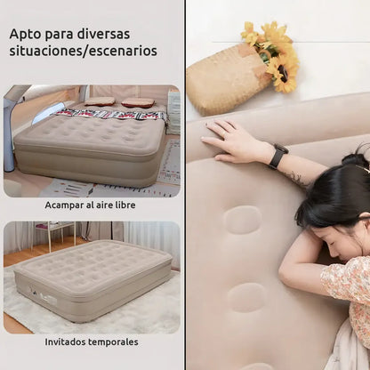 Colchón Inflable Queen con Bomba Eléctrica y Almohadas, 300kg