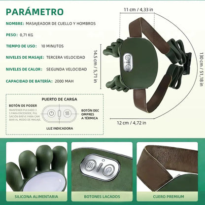 Almohada Eléctrica de Acupresión para Masaje Relajante de Hombros
