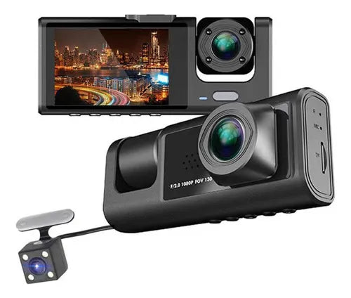 Cámara para automóvil 1080p con tarjeta de memoria y reversa