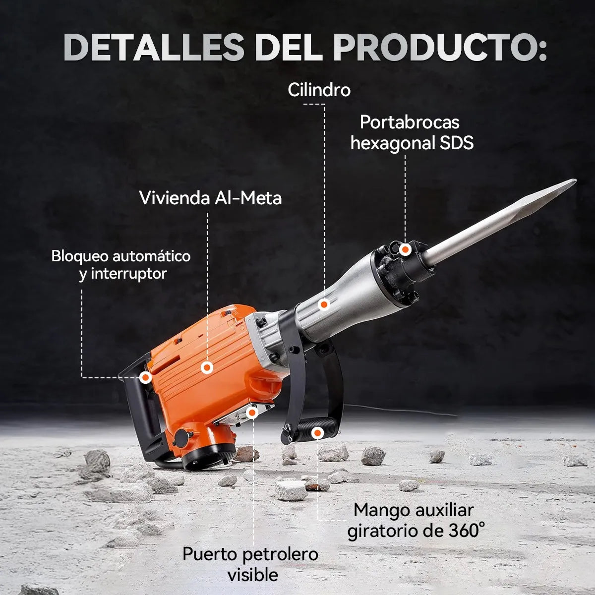 Martillo Demoledor de Concreto 3000W para Uso Rudo y Eficiente