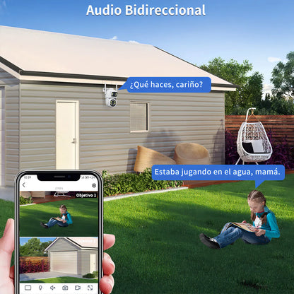 Cámara de Vigilancia Exterior 4K con Doble Pantalla 8MP - Metacompras