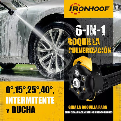 Pistola Hidrolavadora Portátil Eléctrica Inalámbrica 6 en 1 Amarilla