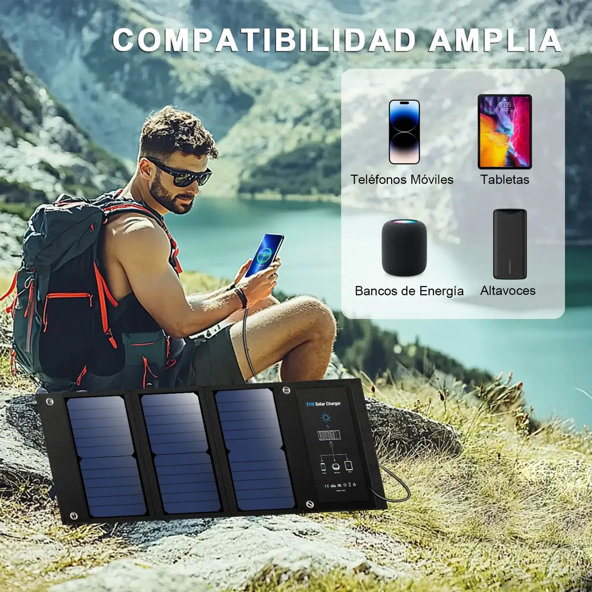 10W Foldable Solar Panel - Fast Charging with 2 USB Ports for Mobile Phones